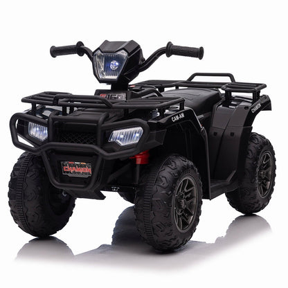 12V Electric Ride-On ATV for Kids - Black Quad Truck for Ages 3-6