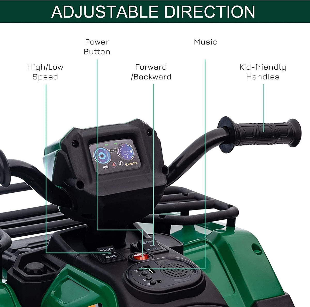 12V Electric Ride-On ATV for Kids - Black Quad Truck for Ages 3-6