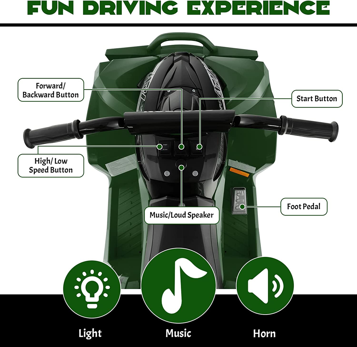 12V Electric Kids ATV with High/Low Speed and Treaded Tires