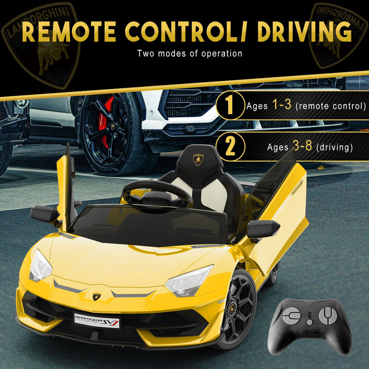 Electric Kids Ride On Sports Car with Remote Control, Music, and LED Lights - Perfect Gift for Kids!