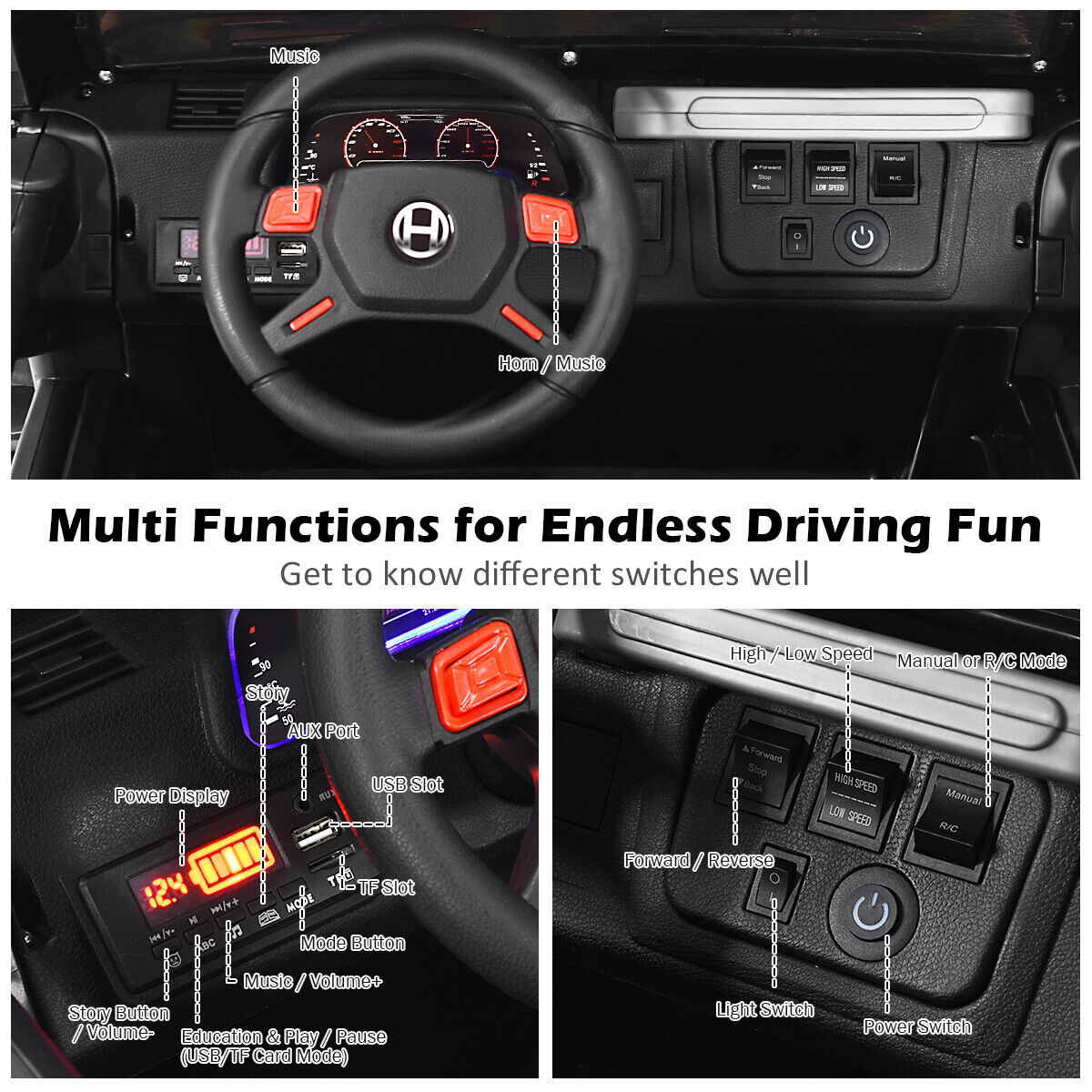 12V Electric Kids Ride On Jeep Car with Remote Control - Perfect for Little Adventurers!