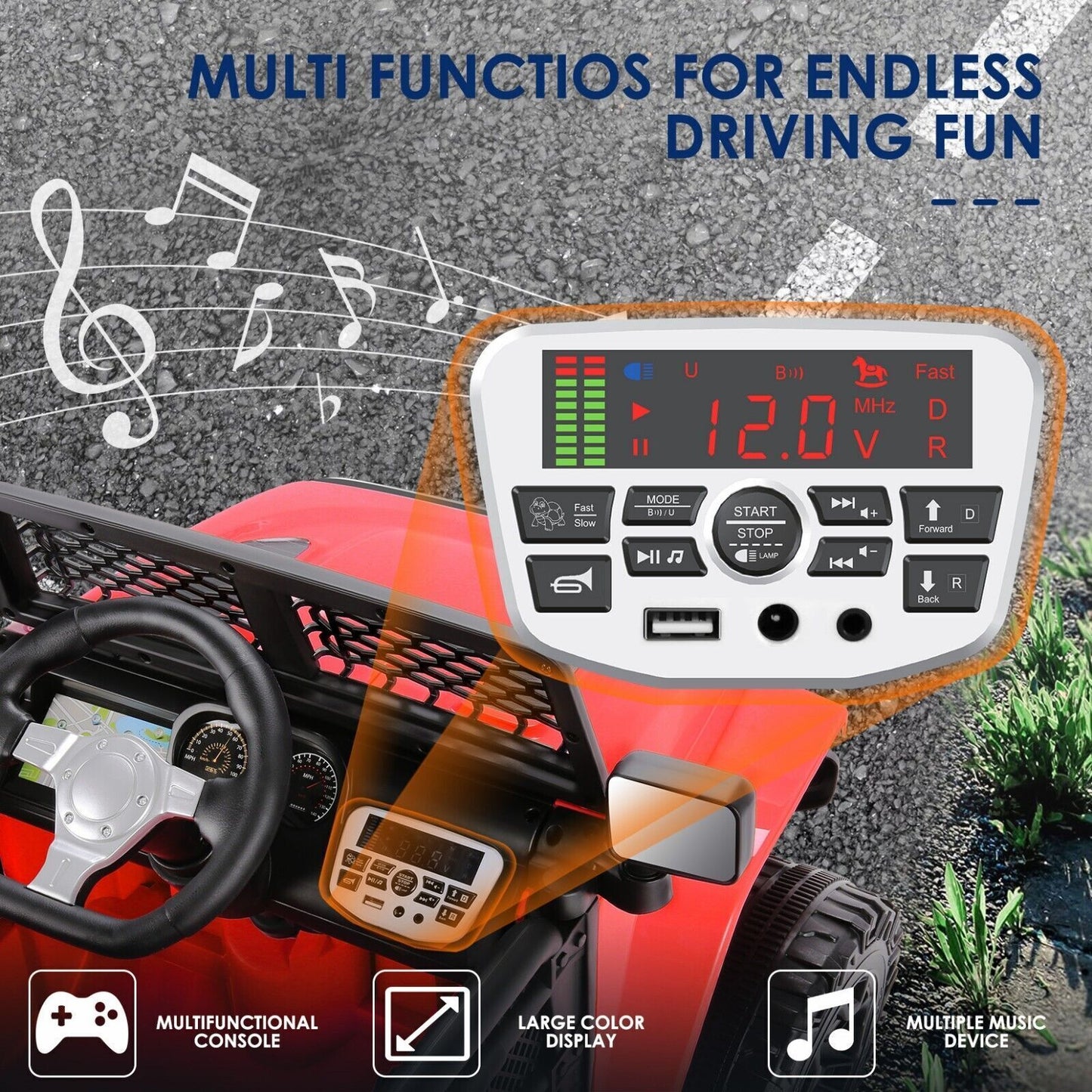 12V Electric Ride On Truck for Kids with Remote Control and MP3 Player - Powerful Battery-Powered Fun!
