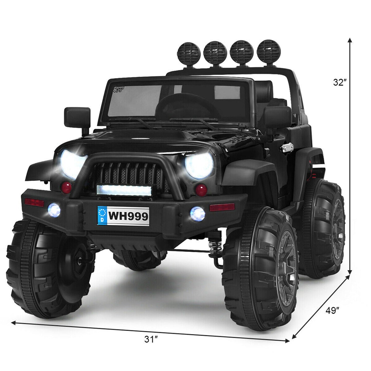 12V Electric Kids Ride-On Truck with MP3 and Remote Control - Black