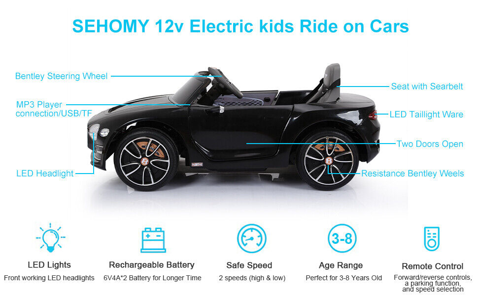 Premium Licensed Bentley Style Kids Electric Ride On Car with Remote Control - Perfect Xmas Gift