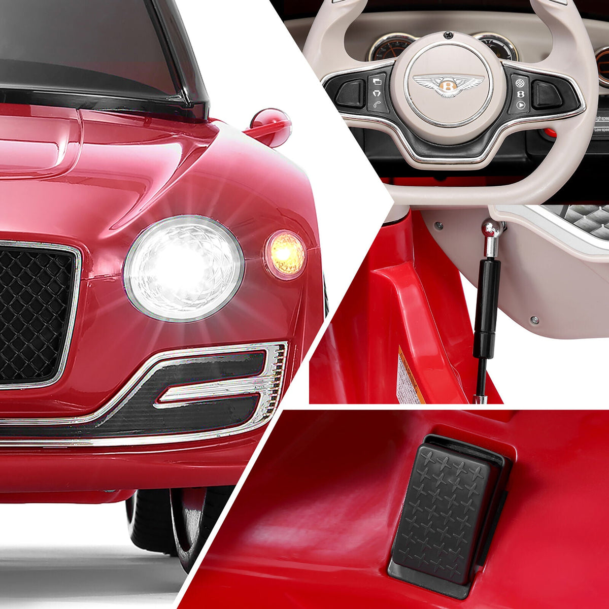 Bentley Style 12V Electric Kids Ride On Car with Remote Control and LED Lights - Perfect Xmas Gift!
