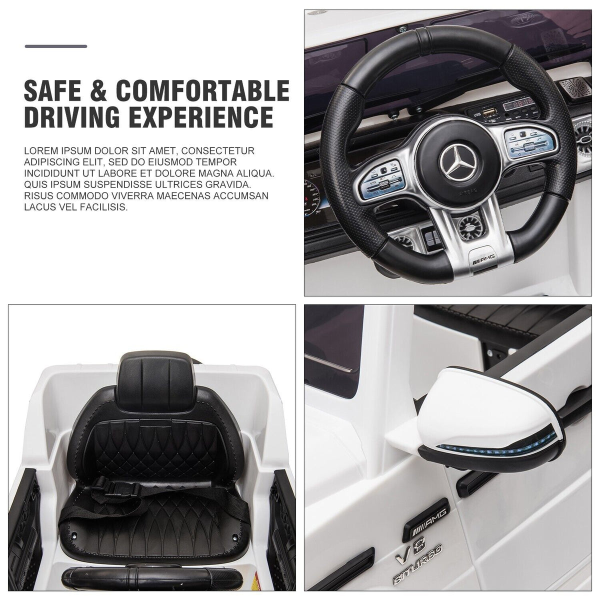 Licensed Mercedes Benz AMG Electric SUV Ride-On Car for Kids with Remote Control - 12V