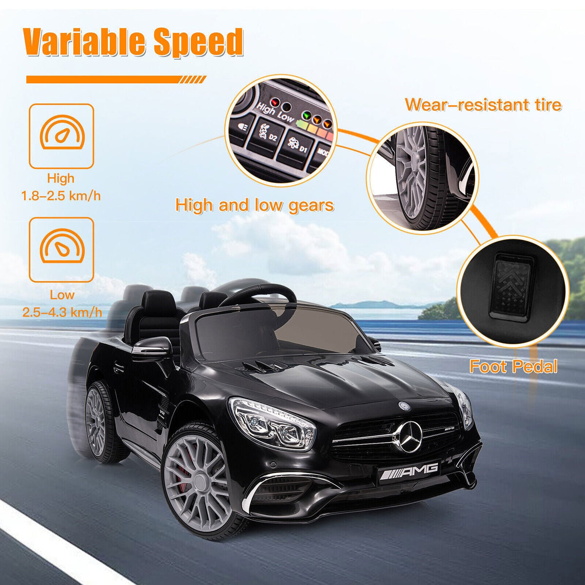 Licensed Mercedes Benz 12V Electric Ride On Car for Kids with Remote Control