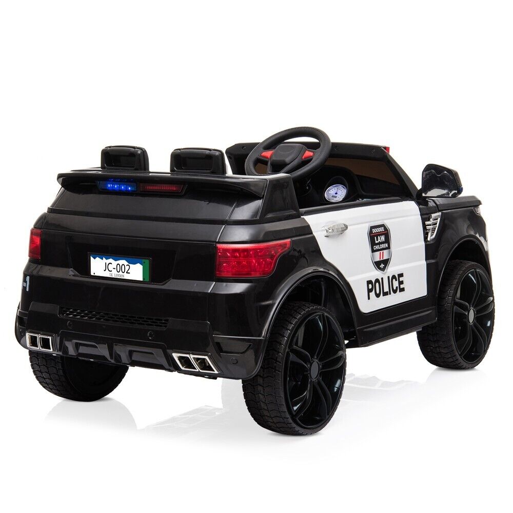 12V Electric Police Car Ride-On SUV for Kids with Remote Control - Black