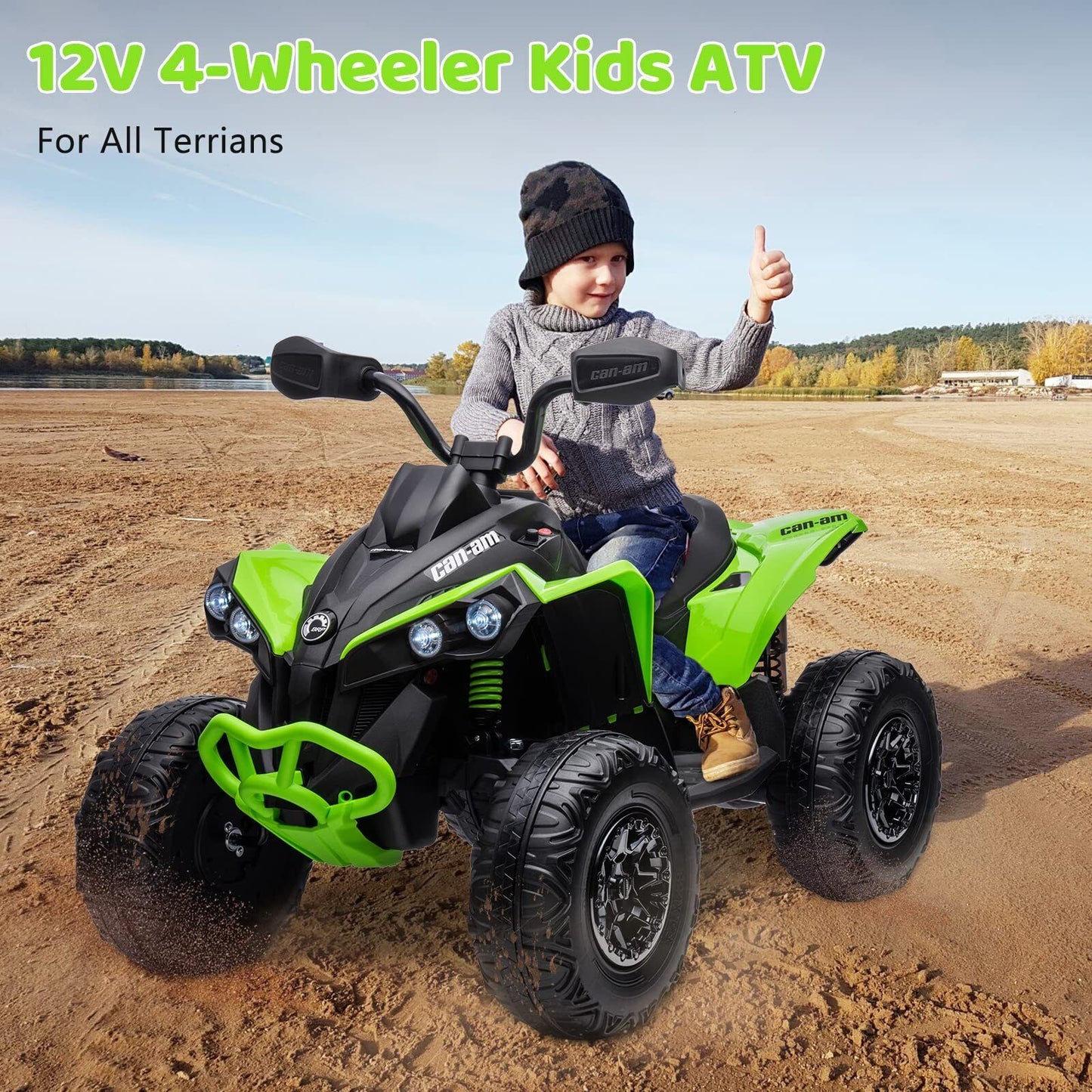 12V Electric Ride-On ATV for Kids with LED Lights and Music