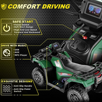 12V Electric Ride-On ATV for Kids with USB/MP3, Perfect Gift for Ages 3-6
