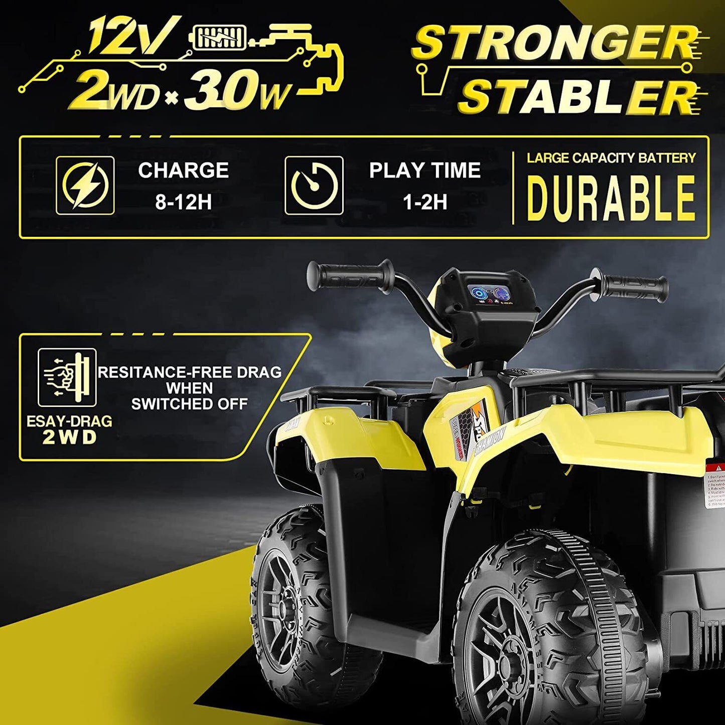12V Electric Ride-On ATV for Kids with USB/MP3, Perfect Gift for Ages 3-6