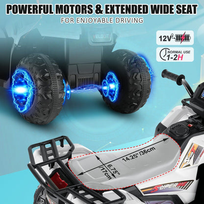 12V Electric Ride-On ATV Toy Car with USB/MP3 for Kids Ages 3-6