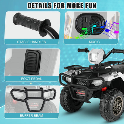 12V Electric Ride-On ATV Toy Car with USB/MP3 for Kids Ages 3-6