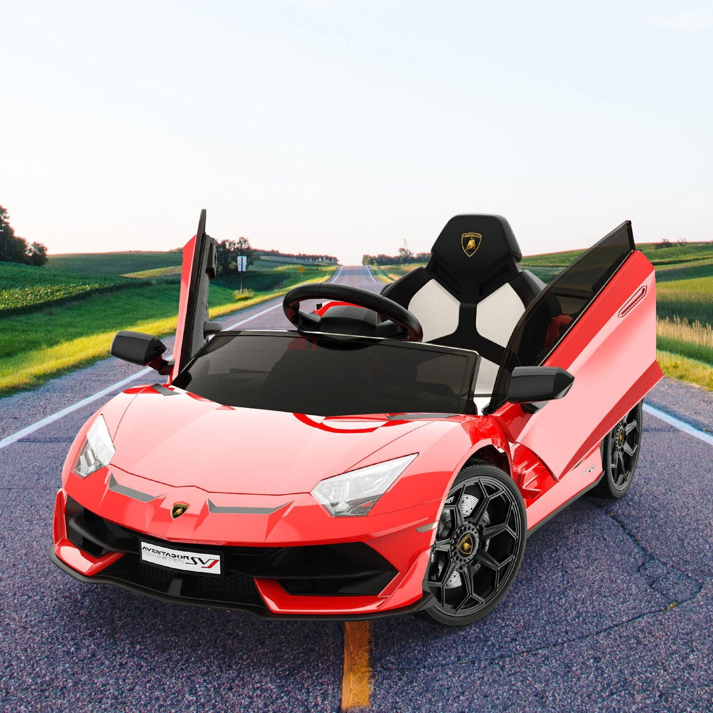 12V Electric Ride-On Car for Kids with Remote Control, LED Lights, and 2 Speed Options - Perfect Gift for Children