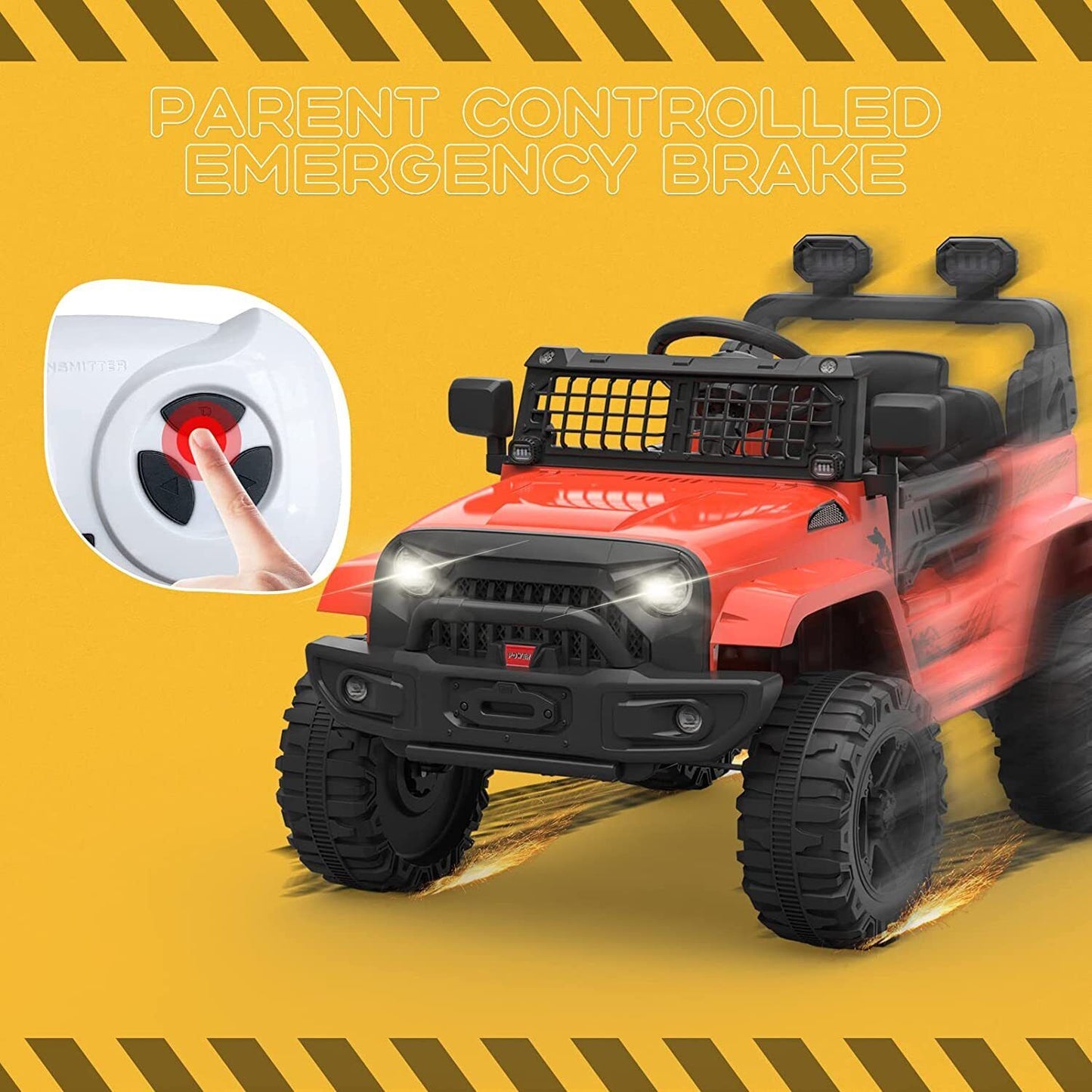 12V Electric Ride-On Car for Kids with Remote Control, LED Lights, and Bluetooth - 2 Speed Options