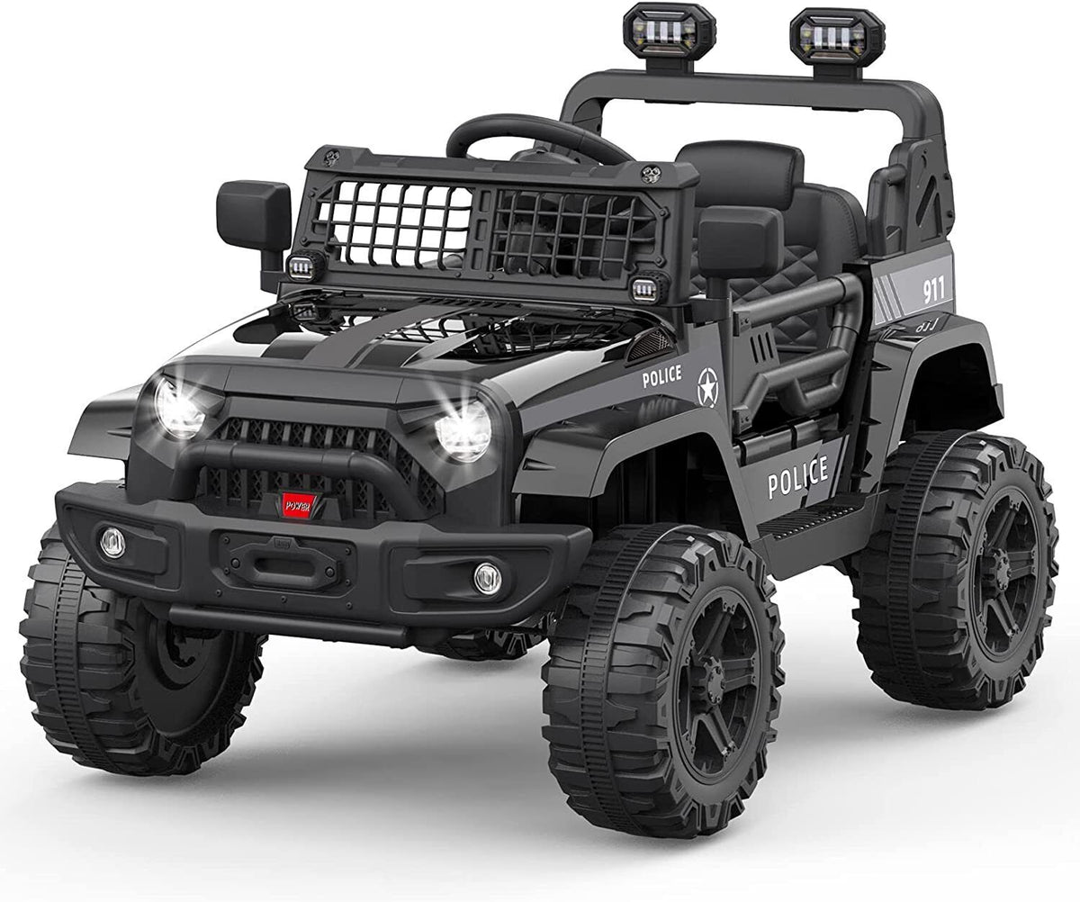 12V Electric Ride-On Car for Kids with Remote Control, LED Lights, and Bluetooth - 2 Speed Options