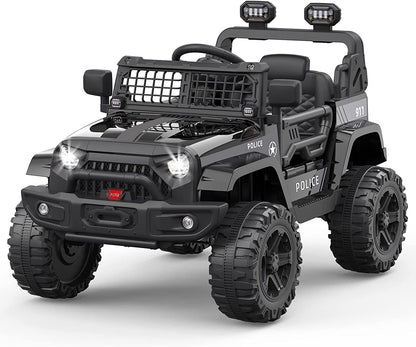 12V Electric Ride-On Car for Kids with Remote Control, LED Lights, and Bluetooth - 2 Speed Options