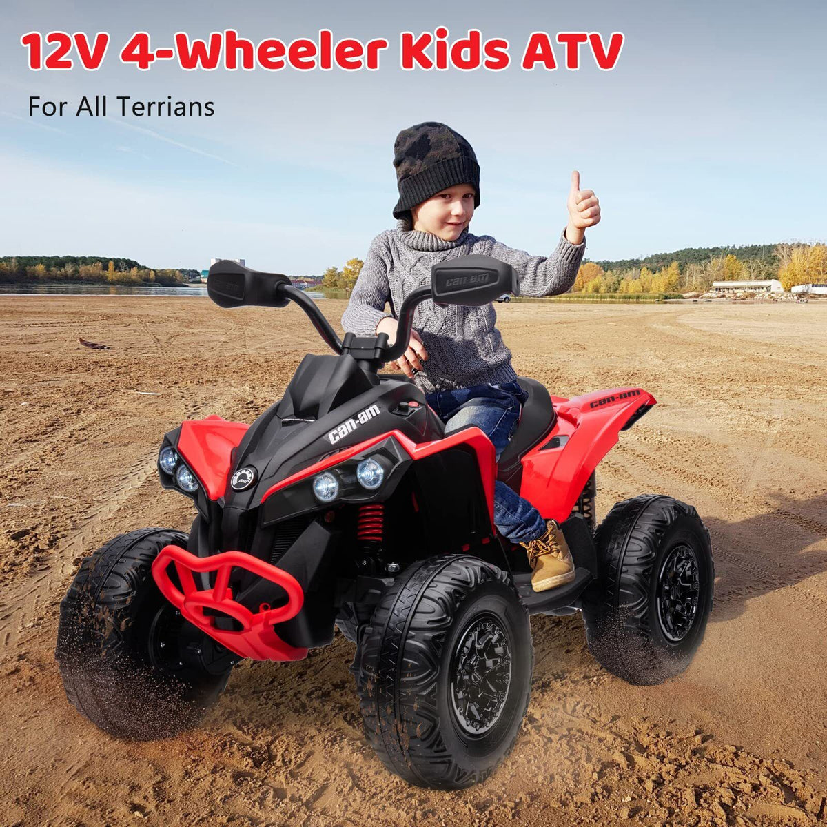12V Electric Ride-On Car for Kids with Remote Control, LED Lights, and Music