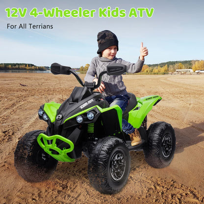 12V Electric Ride-On Car for Kids with Remote Control, LED Lights, and Music