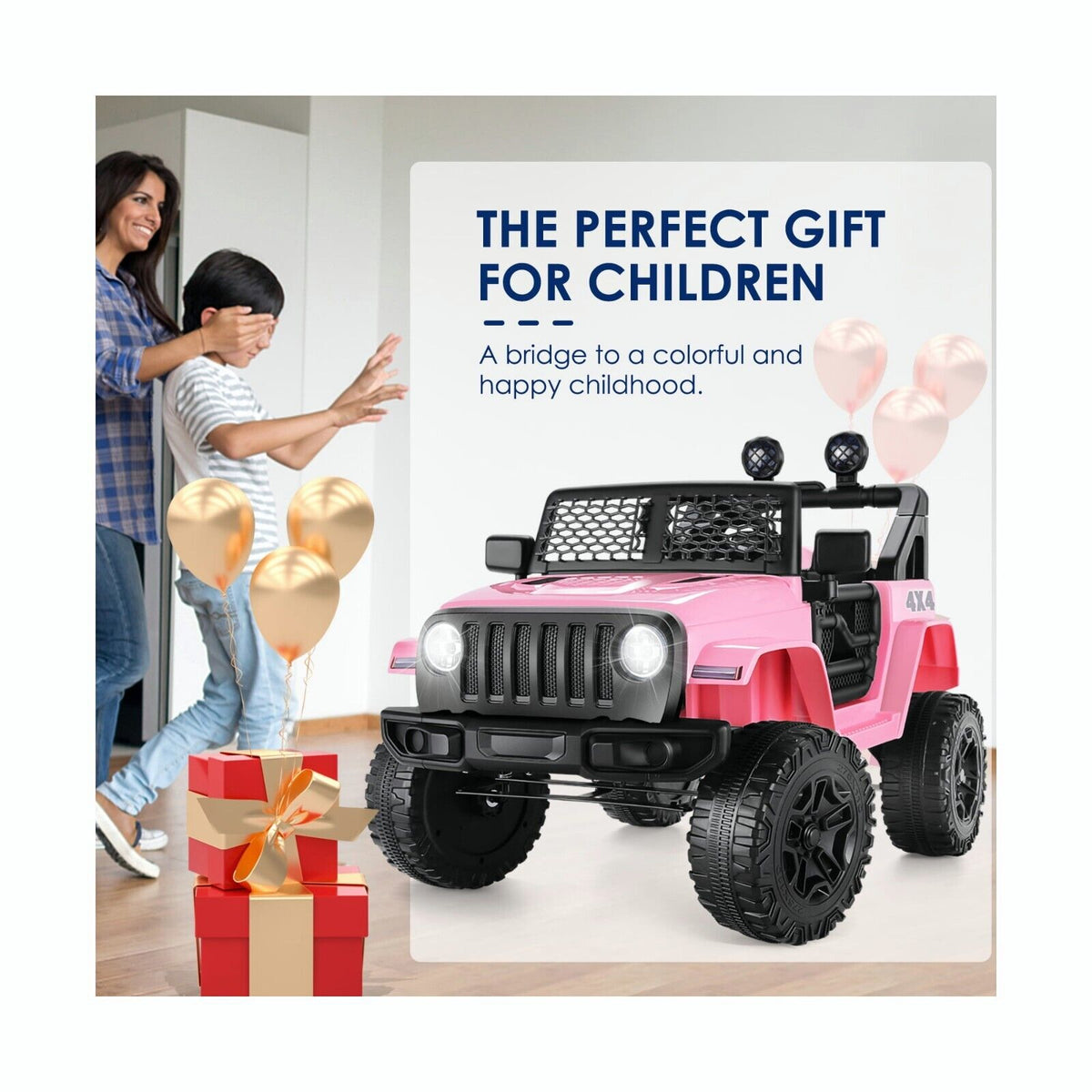 12V Electric Ride-On Car for Kids with Remote Control, MP3 Player, and LED Lights - Perfect Gift Toy
