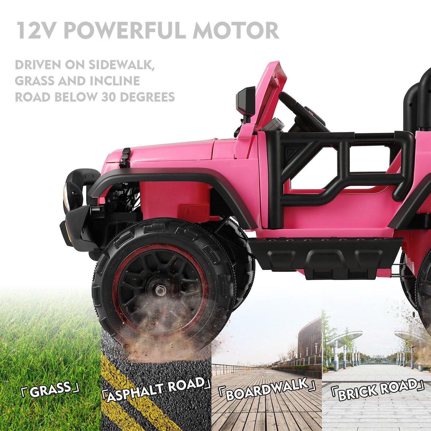 12V Electric Ride-On Car for Kids with Remote Control, MP3 Player, LED Lights, and Cover
