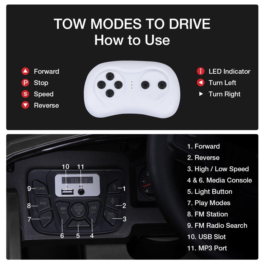 12V Electric Ride-On Car for Kids with Trunk, Remote Control, and MP3 Player