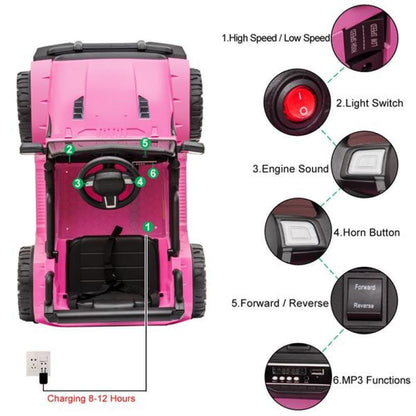 12V Electric Ride On Car Truck for Kids with Dual Drive, MP3 and USB, Remote Control Included