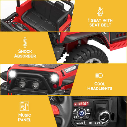12V Electric Ride-On Car Truck for Kids with Remote Control, Safety Belt, and MP3 Player