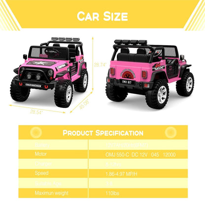 12V Electric Ride-On Car Truck for Kids with Remote Control, Safety Belt, and MP3 Player