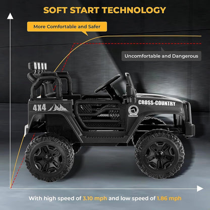 12V Electric Ride On Car Truck with Parent Remote Control, AUX & USB - 3 Speed Options