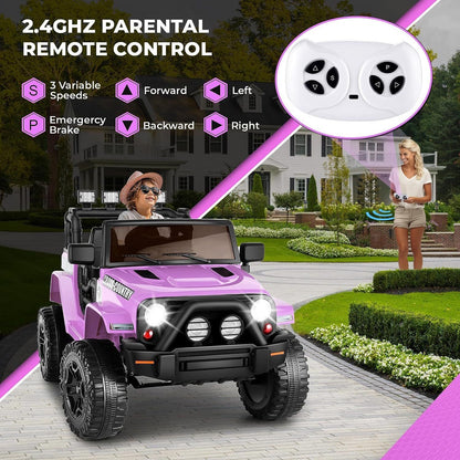 12V Electric Ride On Car Truck with Parent Remote Control, AUX & USB - 3 Speed Options