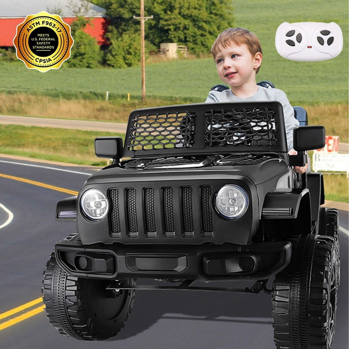 12V Kids Ride-on Truck JEEP with Remote Control and LED Lights