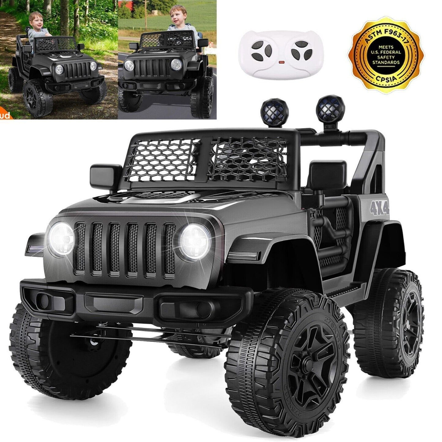 12V Kids Ride-on Truck JEEP with Remote Control and LED Lights