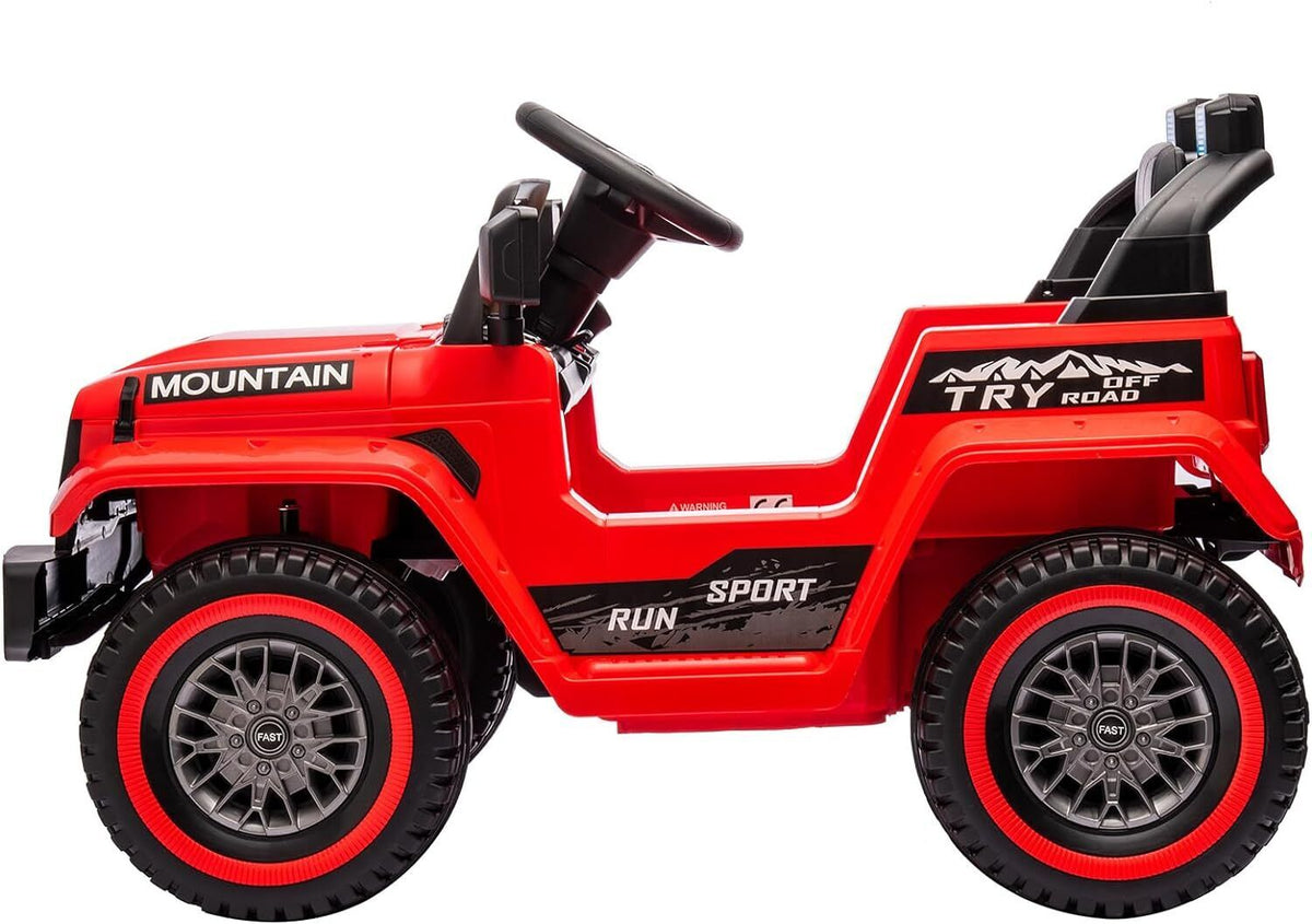 12V Electric Ride On Jeep Toy Car for Kids with Remote Control, Music, and LED Lights - 3 Speed Options