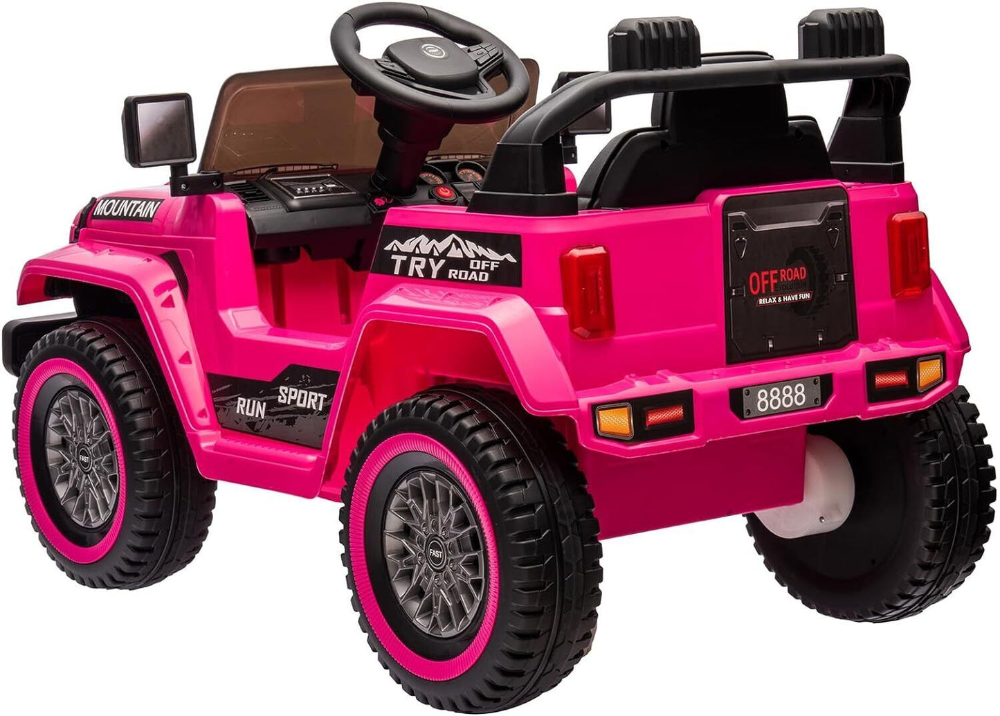 12V Electric Ride On Jeep Truck for Kids with Remote Control and Music - 3 Speed Options