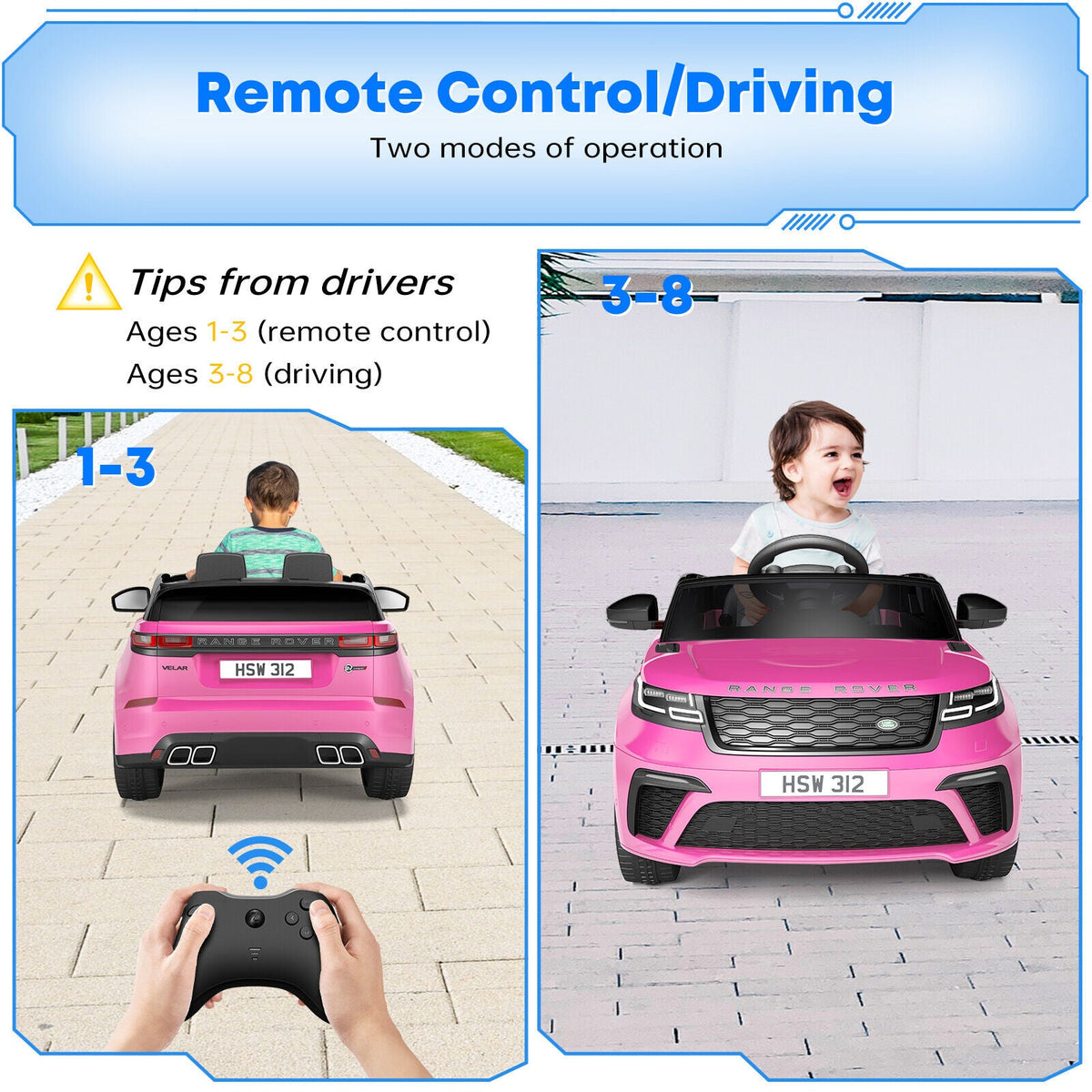 12V Electric Ride-On Land Rover Toy for Kids with Parental Remote Control