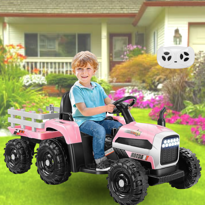 12V Electric Ride-On Tractor with Trailer for Kids - Includes Remote Control!