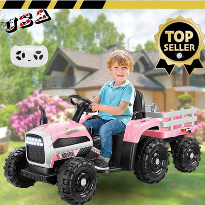 12V Electric Ride-On Tractor with Trailer for Kids - Includes Remote Control!