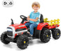 12V Electric Ride-On Tractor for Kids with Remote Control and Trailer Attachment