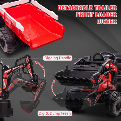 12V Electric Ride On Tractor Toy with Remote Control, Trailer, and LED Light - Perfect Gift for Kids