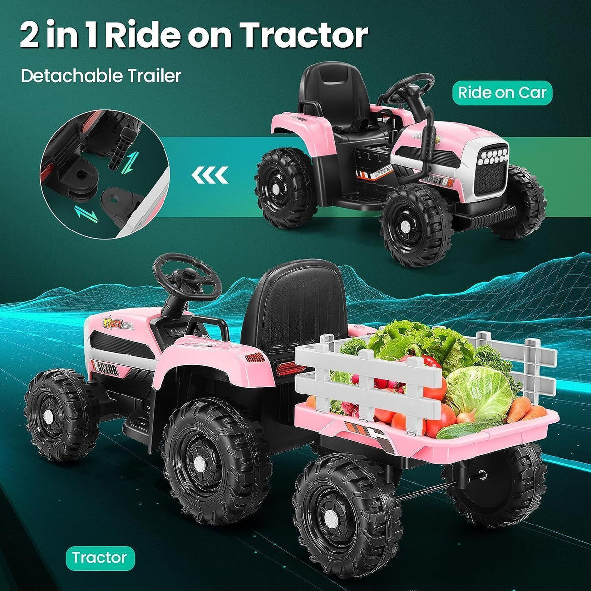 12V Electric Ride-On Tractor with Trailer for Kids - Remote Controlled Toy Vehicle