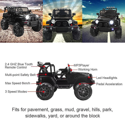 12V Electric Ride-On Truck for Kids with MP3, USB, and LED Lights - Available in 4 Colors!