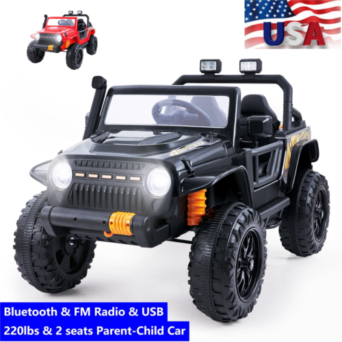 Bluetooth Remote Control Kids Ride-On Truck with LED Lights and FM Radio for Parent-Child Fun