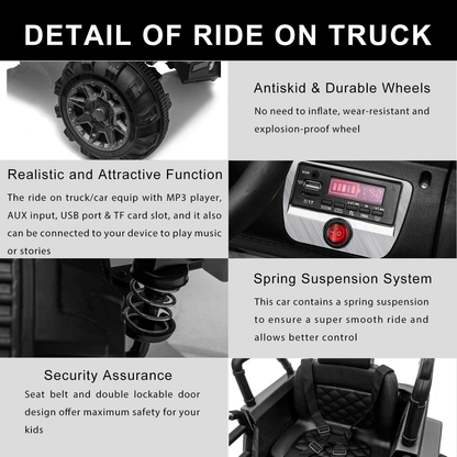 12V Electric Ride-On Truck for Kids with Parental Remote Control