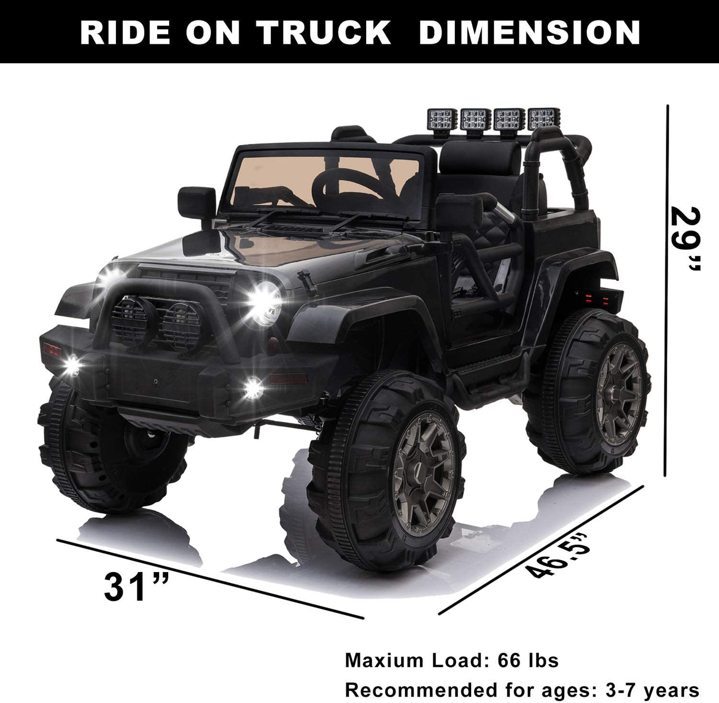 12V Electric Ride-On Truck for Kids with Parental Remote Control