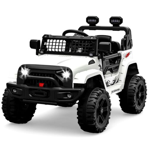 12V Electric Ride-On Truck for Kids with Remote Control - 2 Speeds, White