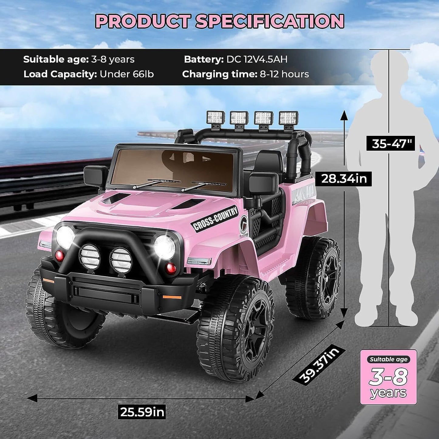 12V Battery Powered Electric Ride-On Truck for Kids with Remote Control