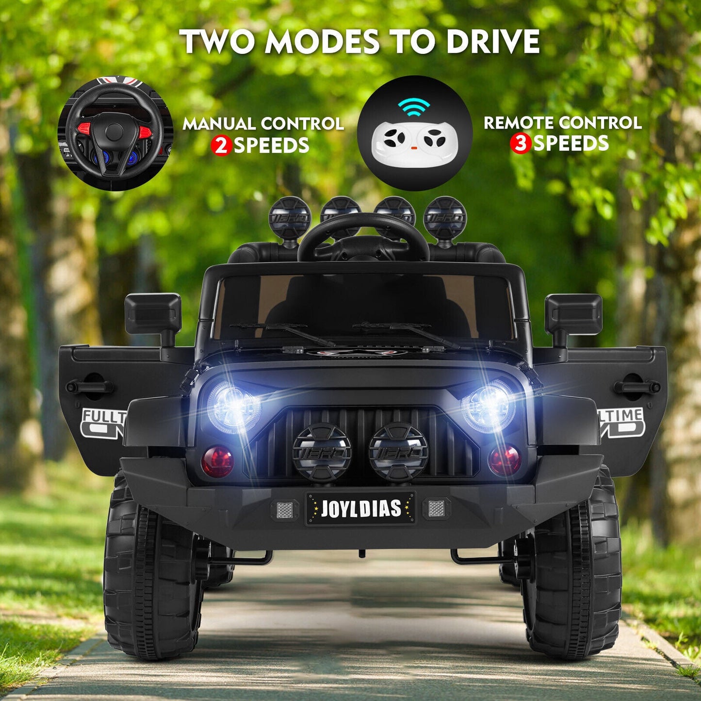 12V Electric Ride-On Truck for Kids with Storage, LED Lights, MP3 Player, and Remote Control