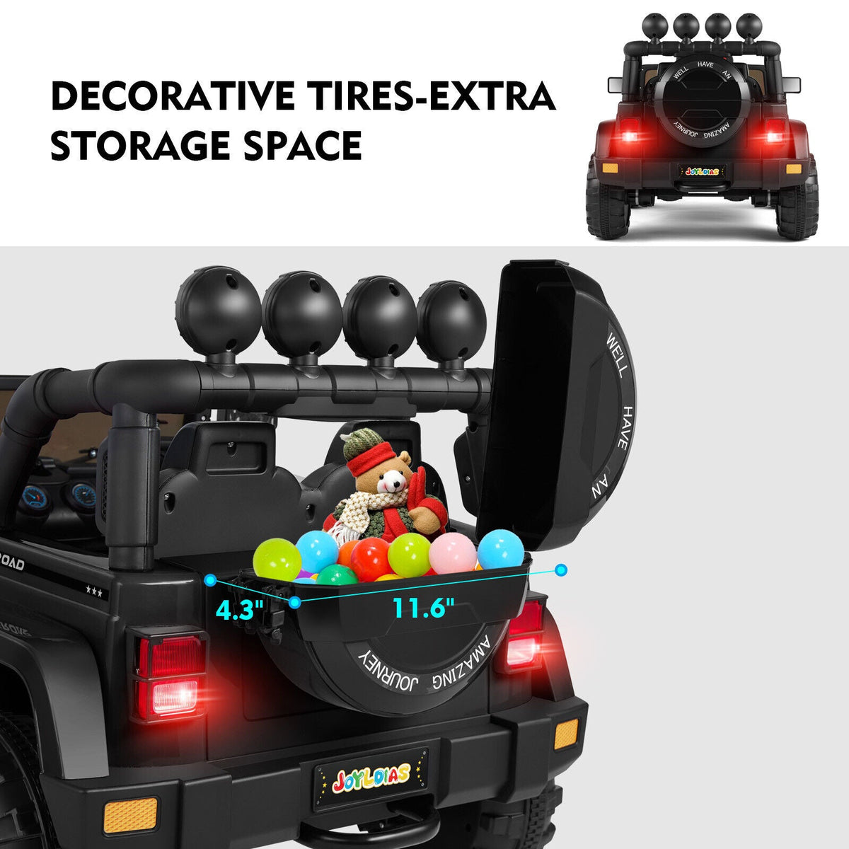 12V Electric Ride-On Truck for Kids with Storage, LED Lights, MP3 Player, and Remote Control