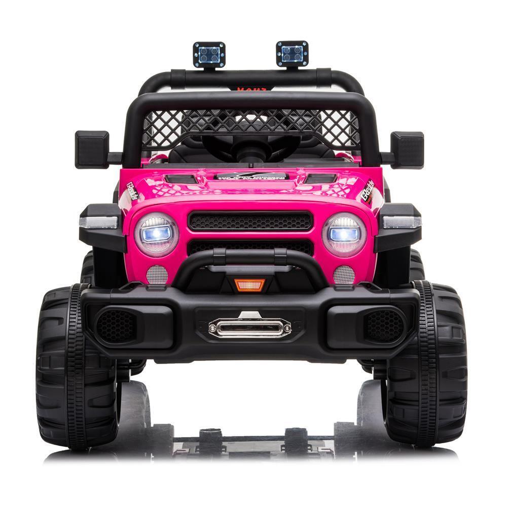 12V Electric Ride-On Truck with RC Remote Control in Rose Red